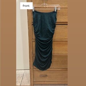 Lucy in the Sky Green Midi Pencil Skirt with Ruching for Night Out